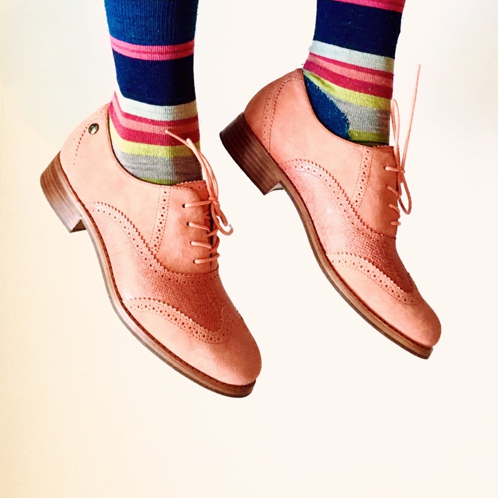 Sebago Womens Coral Suede Brogue Shoes Oxford Lace Up Flats Like New Size 7 Cute